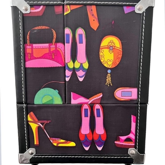 CABOODLES TRAIN CASE w/ KEY MAKEUP SHOE MOTIF FOLD OUT ORGANIZER - Picture 12 of 13